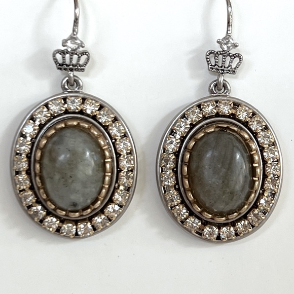NWOT Juicy Couture Oval Labradorite & Crystal French Wire Dangle Earrings - Picture 5 of 6